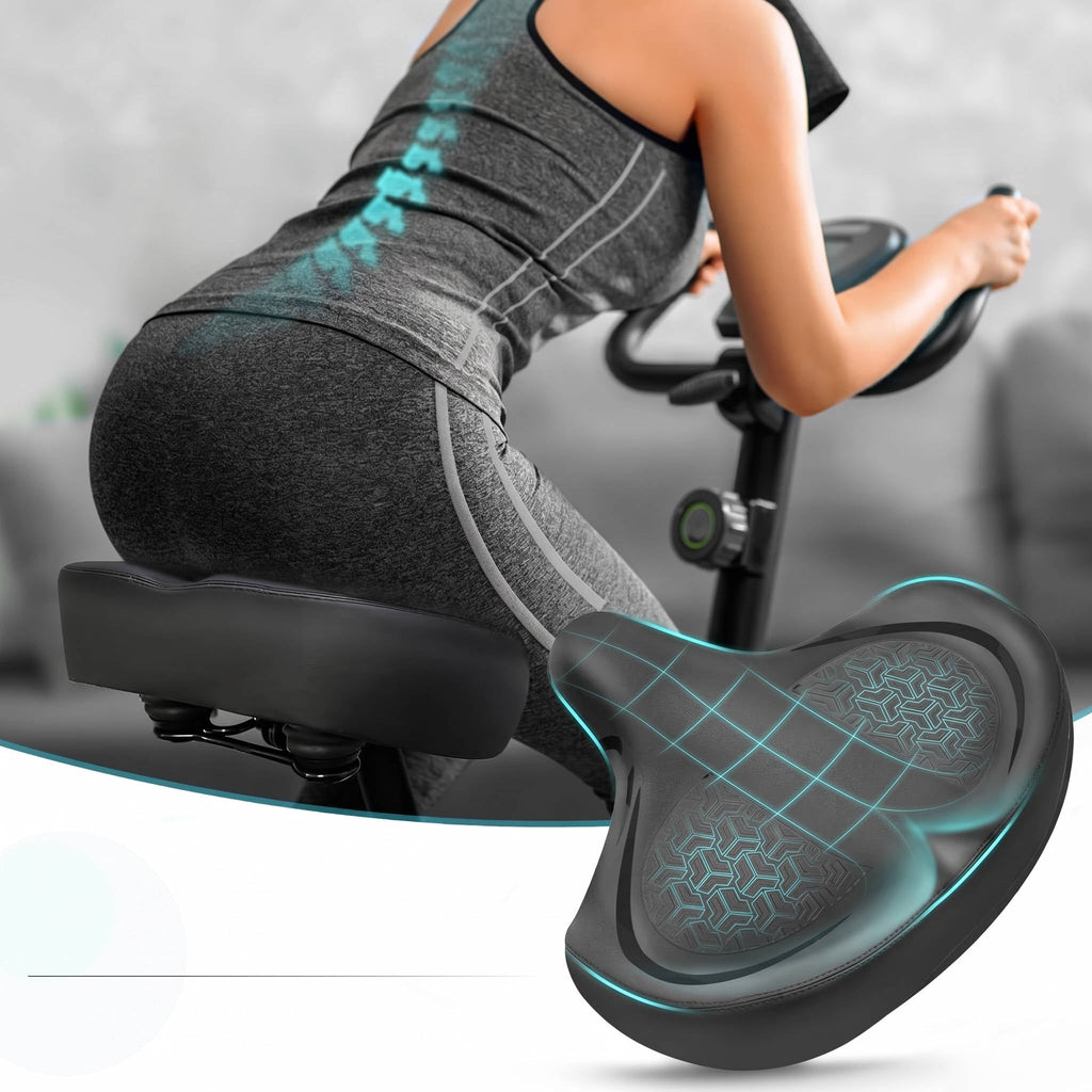 Wide Bicycle Seat with Dual Spring Shock Absorption and Memory Foam Gel, Universal Adapter for All Bikes All Vera Mart