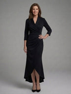 Women's Long Sleeve Midi Dress with Fluid Drape and Figure Skimming Cut for Warm Weather All Vera Mart