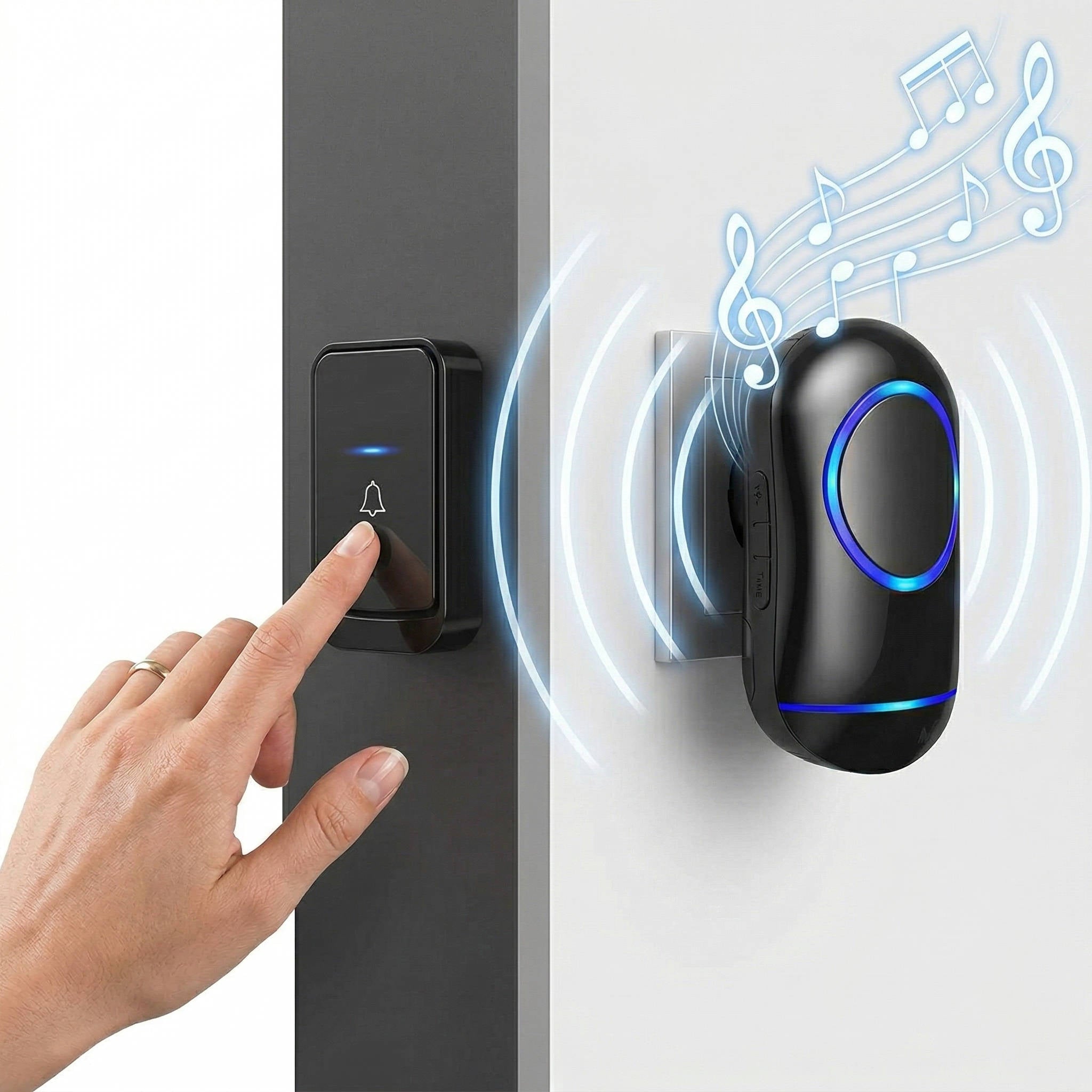 Wireless Doorbell System with 1000ft Range and 45 Chimes, Blue LED Flash All Vera Mart