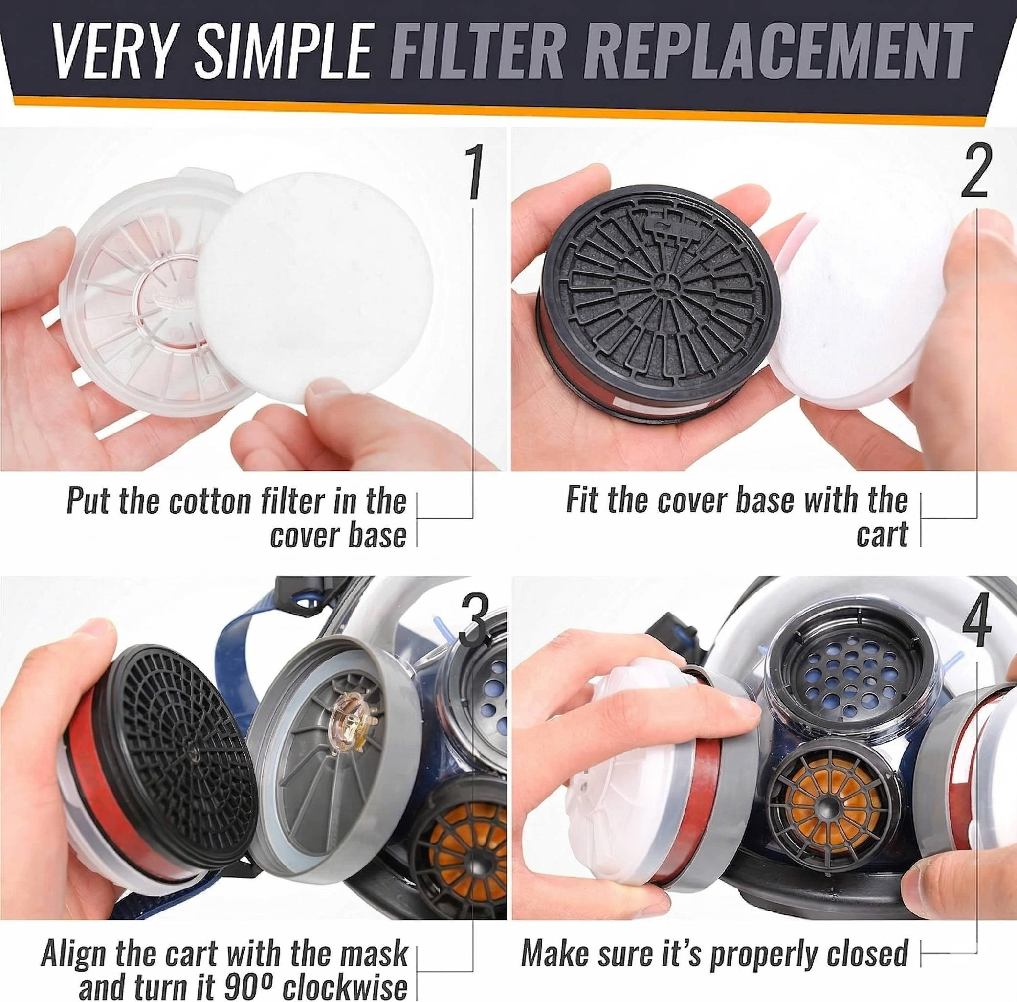 Full Face Vapor Respirator with Activated Charcoal Filters and Anti Fog Shield, Adjustable Fit All Vera Mart