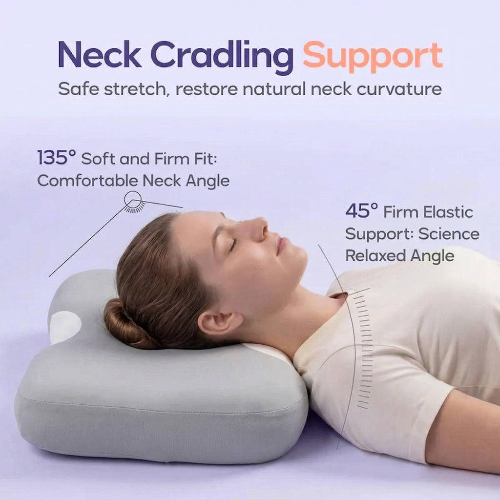 Memory Foam Cervical Pillow with Contoured Support and Cooling Cover for Back and Side Sleeping All Vera Mart