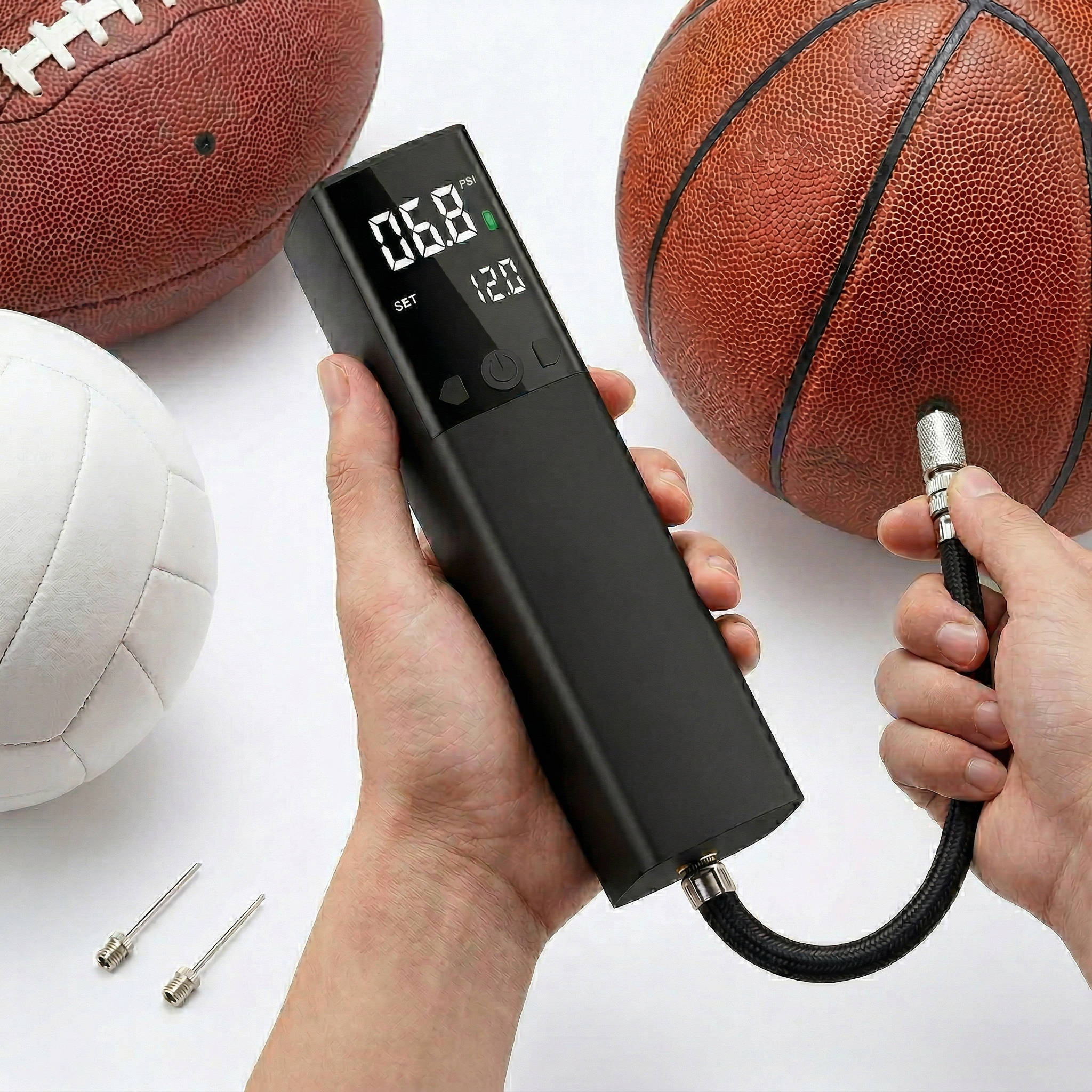 Automatic Sports Ball Pump with Digital Pressure Display and LED Work Light All Vera Mart