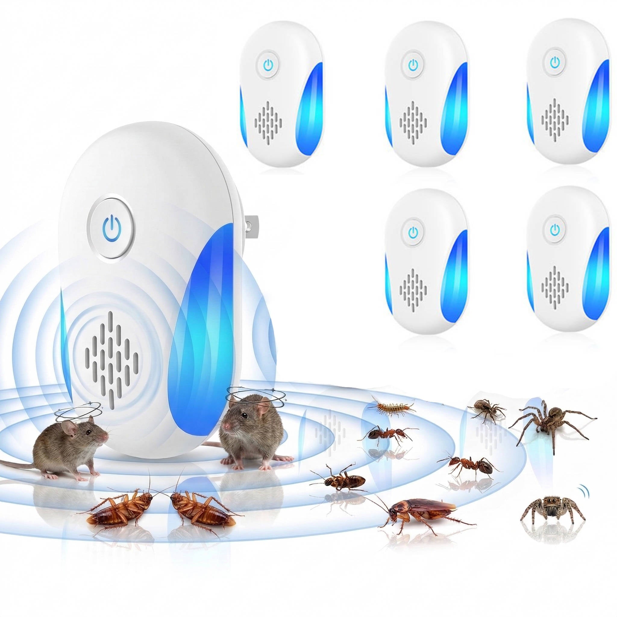 Ultrasonic Pest Repeller with Dual Frequency Modes and Nightlight, 6-Pack All Vera Mart