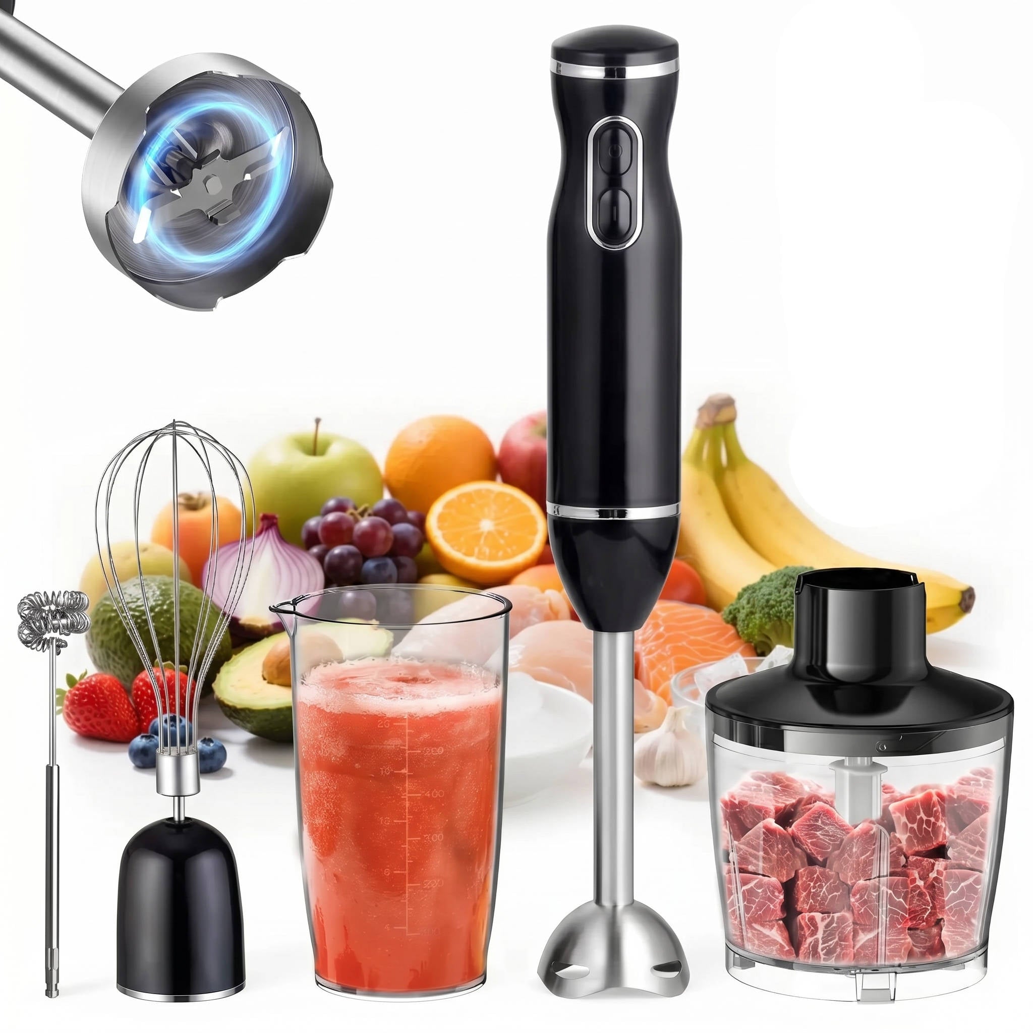 Electric Hand Blender with 5 Attachments and 20 Speed Settings, 1000W Motor All Vera Mart