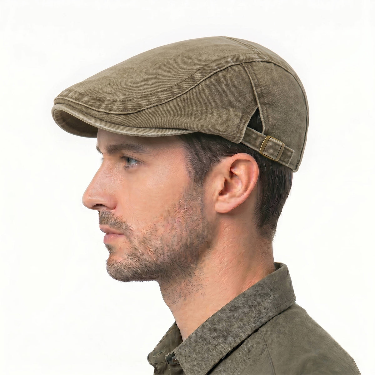 Denim Flat Cap with Eight Panel Construction and Adjustable Interior Band All Vera Mart