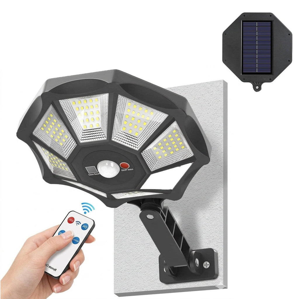 Solar Motion Sensor Flood Light with Dual Rotating Heads and 168 LED Beads for Outdoor Security All Vera Mart