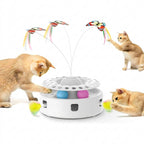 Interactive Cat Toy with Feather, Butterfly and Track Ball, USB Powered All Vera Mart