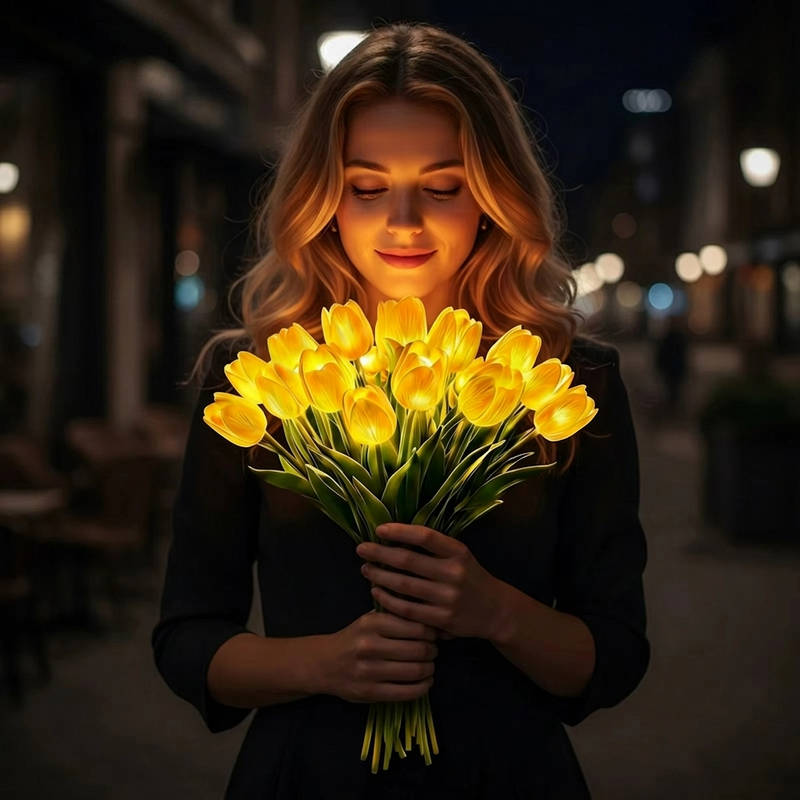 Tulip Night Light with Soft Touch Petals and Warm White LED, Battery Operated All Vera Mart
