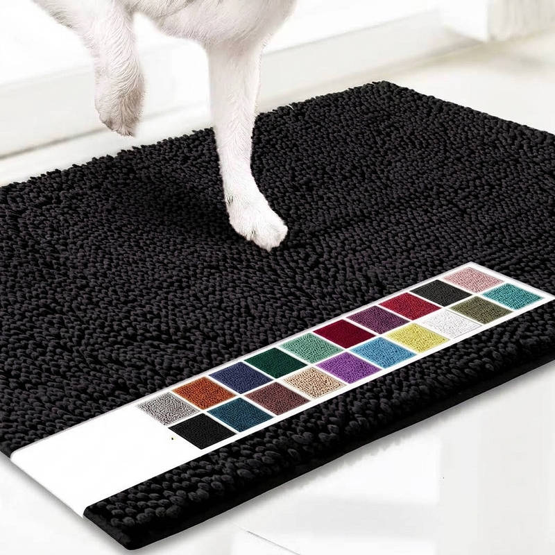 Microfiber Chenille Door Mat with Anti-Slip Backing and Machine Washable, 1-Inch Pile All Vera Mart
