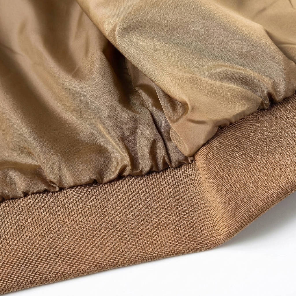 Bomber Jacket with Metal Zipper and Rib Knit Trim, Matte Wind-Blocking Finish All Vera Mart