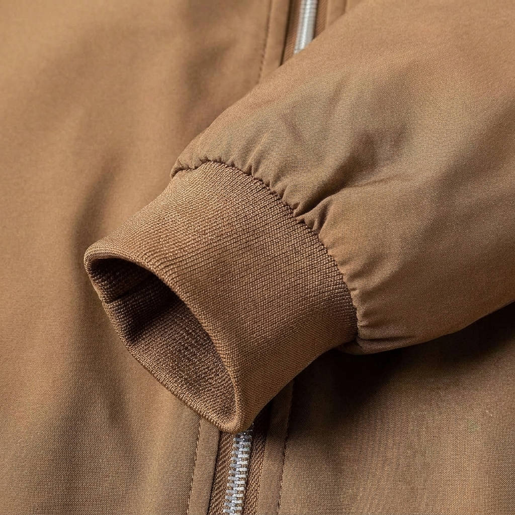 Bomber Jacket with Metal Zipper and Rib Knit Trim, Matte Wind-Blocking Finish All Vera Mart