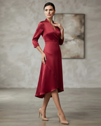 Women's Long Sleeve Midi Dress with Fluid Drape and Figure Skimming Cut for Warm Weather All Vera Mart