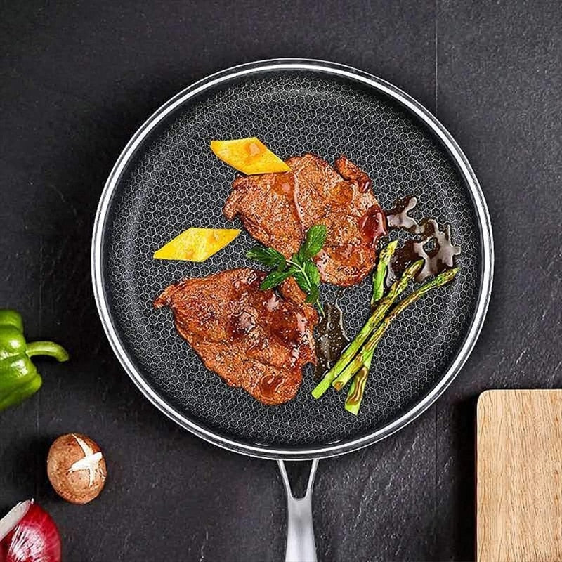 Textured Nonstick Frypan with Seven Layer Construction and Honeycomb Heat Pattern All Vera Mart