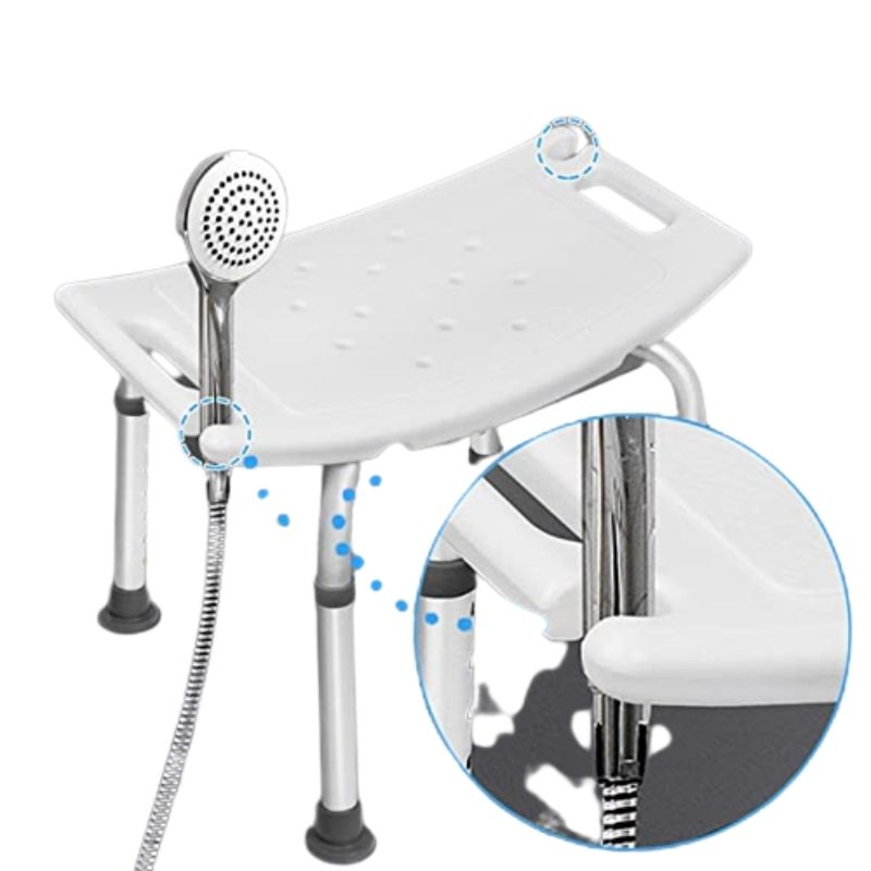 Adjustable Shower Stool with Suction Feet and Six Height Settings, 297lb Capacity All Vera Mart