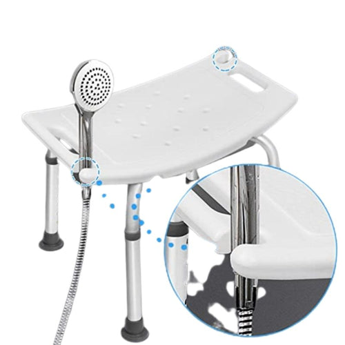 Adjustable Shower Stool with Suction Feet and Six Height Settings, 297lb Capacity All Vera Mart