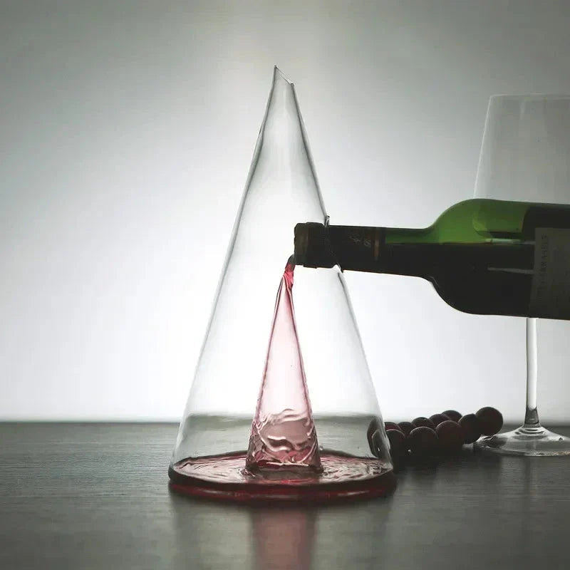 Glass Pyramid Wine Carafe with Waterfall Spout and Aeration Design All Vera Mart