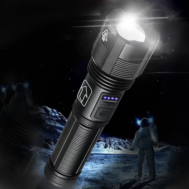 Rechargeable Tactical Flashlight with 12000 Lumens and Adjustable Beam, 550 Meter Range All Vera Mart