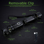 Rechargeable Tactical Flashlight with 12000 Lumens and Adjustable Beam, 550 Meter Range All Vera Mart