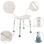 Adjustable Shower Stool with Suction Feet and Six Height Settings, 297lb Capacity All Vera Mart