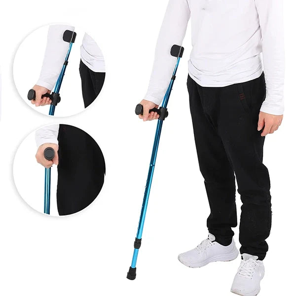 Adjustable Folding Crutch with Ergonomic Grip and Anti-Slip Rubber Tip All Vera Mart