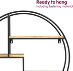 Round Wall Shelf with Four Wooden Tiers and Metal Frame Support All Vera Mart