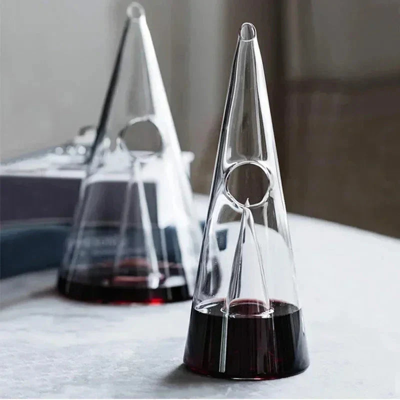 Glass Pyramid Wine Carafe with Waterfall Spout and Aeration Design All Vera Mart