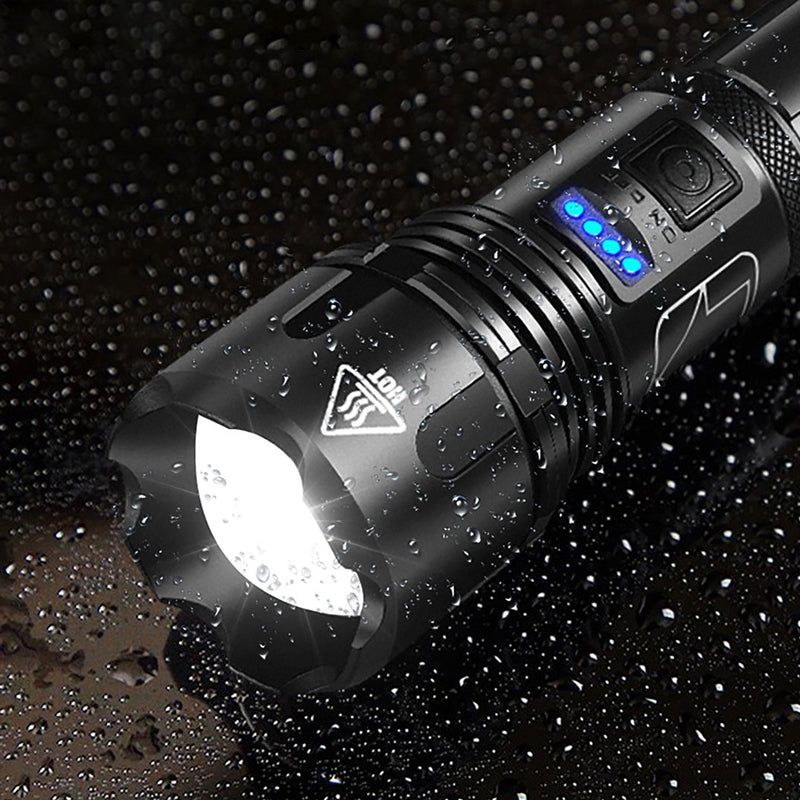 Rechargeable Tactical Flashlight with 12000 Lumens and Adjustable Beam, 550 Meter Range All Vera Mart
