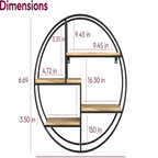 Round Wall Shelf with Four Wooden Tiers and Metal Frame Support All Vera Mart