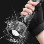 Rechargeable Tactical Flashlight with 12000 Lumens and Adjustable Beam, 550 Meter Range All Vera Mart