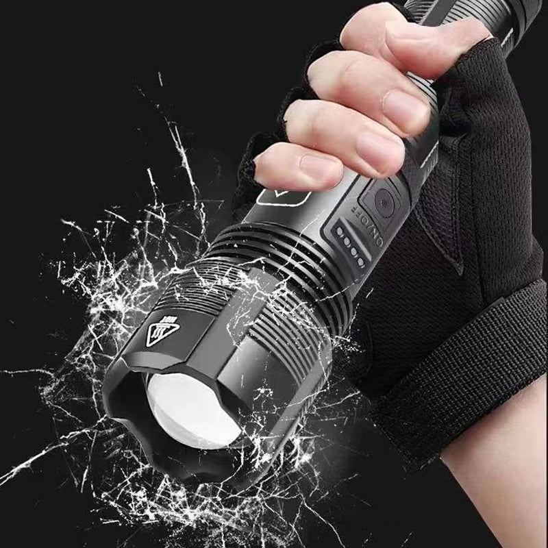 Rechargeable Tactical Flashlight with 12000 Lumens and Adjustable Beam, 550 Meter Range All Vera Mart