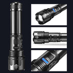 Rechargeable Tactical Flashlight with 12000 Lumens and Adjustable Beam, 550 Meter Range All Vera Mart