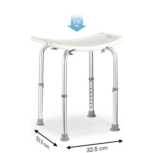 Adjustable Shower Stool with Suction Feet and Six Height Settings, 297lb Capacity All Vera Mart