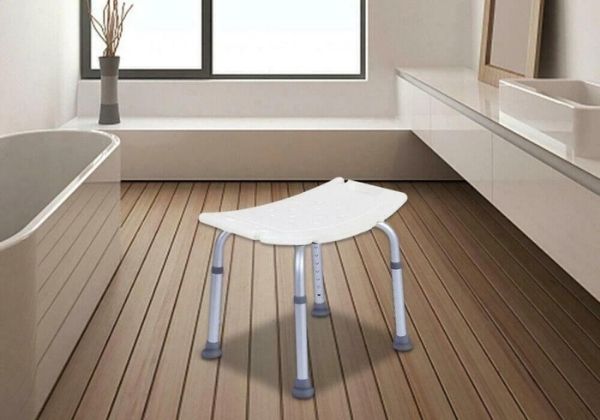 Adjustable Shower Stool with Suction Feet and Six Height Settings, 297lb Capacity All Vera Mart