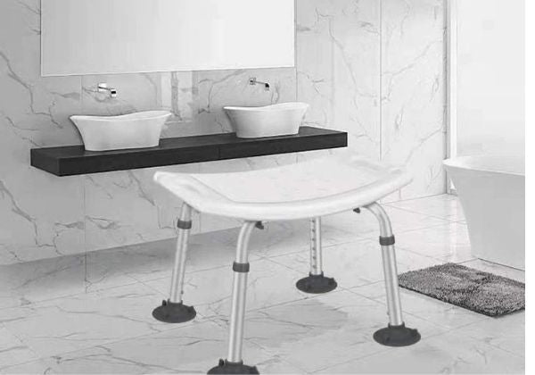 Adjustable Shower Stool with Suction Feet and Six Height Settings, 297lb Capacity All Vera Mart