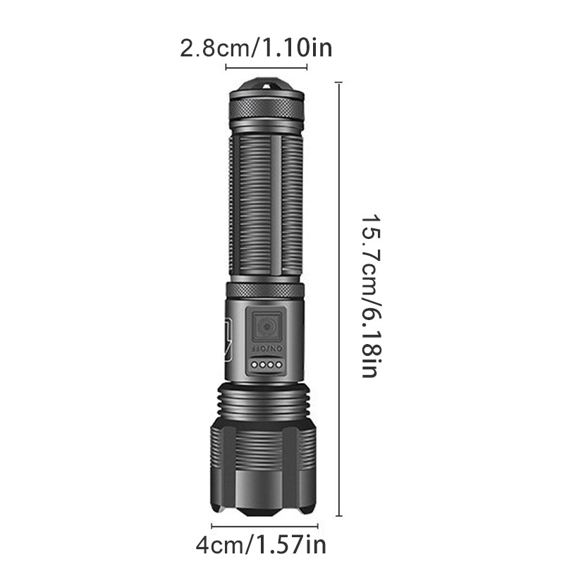 Rechargeable Tactical Flashlight with 12000 Lumens and Adjustable Beam, 550 Meter Range All Vera Mart