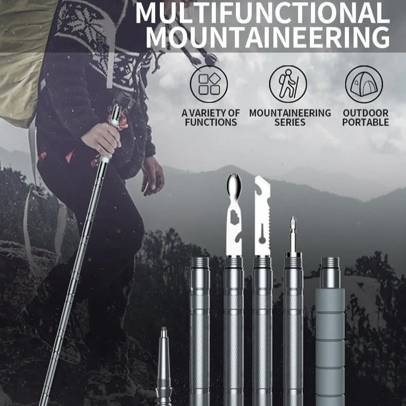 Multitool Walking Stick with Built-In Knife and Fire Starter, 41.73in All Vera Mart