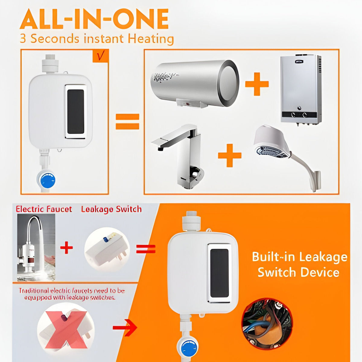 Instant Electric Water Heater with Digital Temperature Control and Leak Detection All Vera Mart