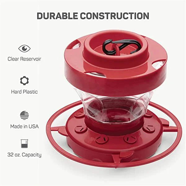 16 Ounce Hummingbird Feeder with Bee-Proof Ports and Ant Moat