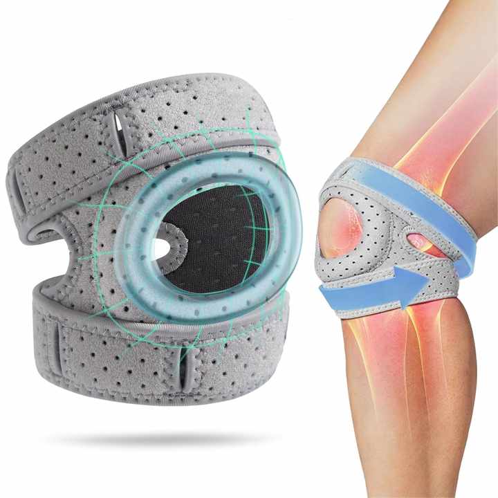 Adjustable Knee Brace with Silicone Ring and Dual Side Stabilizers, Open Patella All Vera Mart
