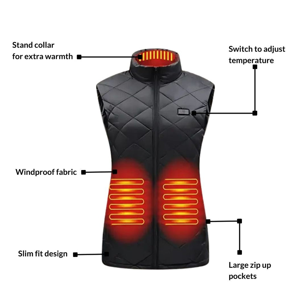 Heated Gilet for Women with Nine Heat Zones and Adjustable Temperature Settings All Vera Mart