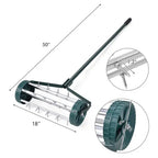Lawn Spike Aerator with 32 Steel Spikes and 18in Rolling Width All Vera Mart