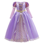 Girls Ball Gown Dress with Puff Sleeves and Applique Details, Mid Calf Length All Vera Mart