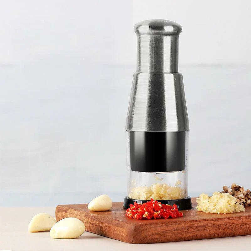Garlic Chopper with Stainless Steel Blades and Ergonomic Grip, Hands-Free Design All Vera Mart