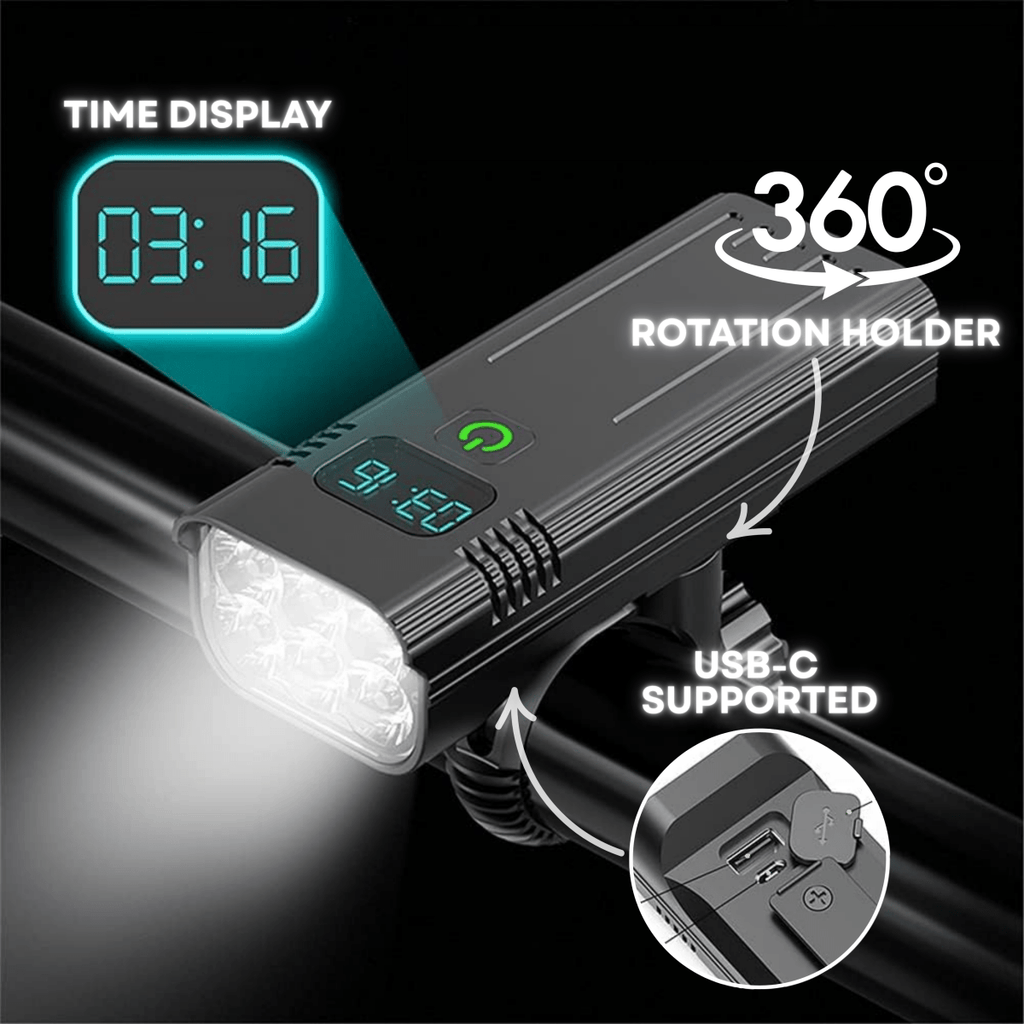Rechargeable Bike Light with 5000 Lumens and Digital Battery Display All Vera Mart