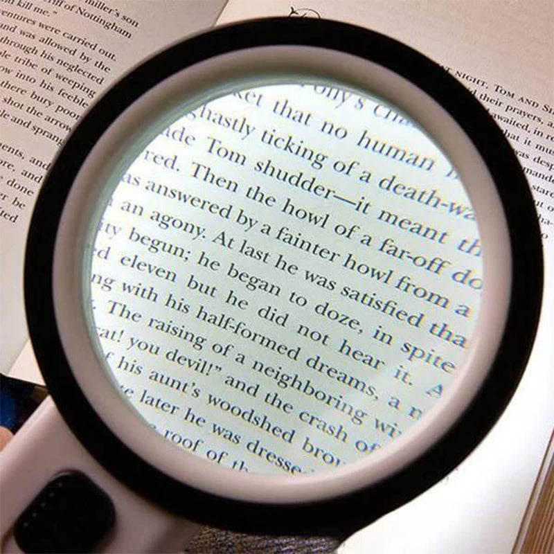 Handheld Magnifier with 30x Glass Lens and 12 LED Lights, Battery Powered All Vera Mart