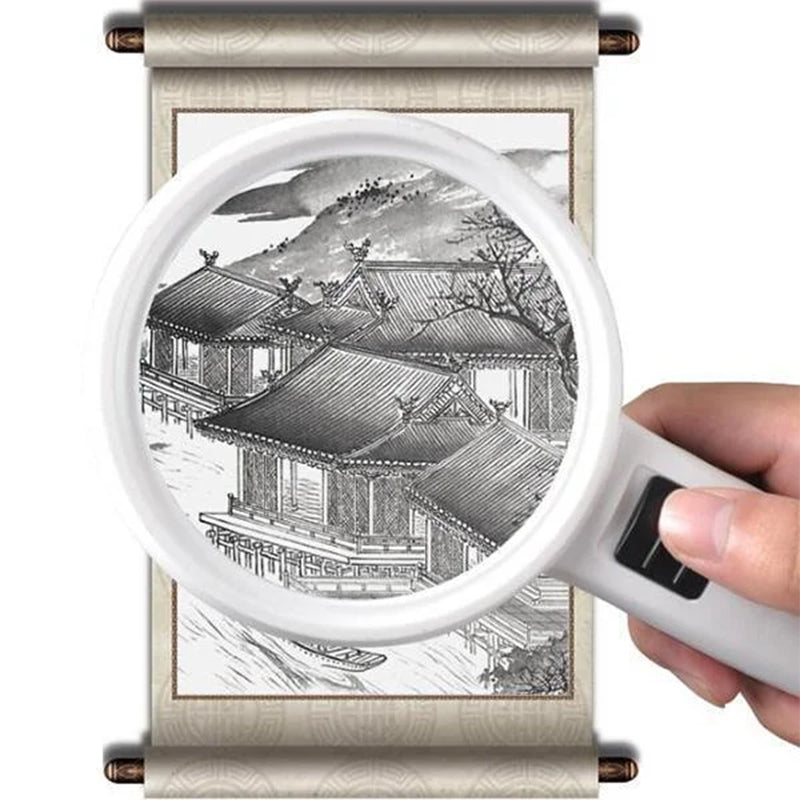 Handheld Magnifier with 30x Glass Lens and 12 LED Lights, Battery Powered All Vera Mart