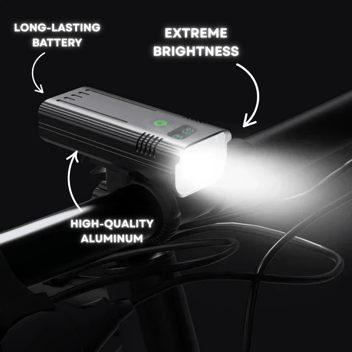 Rechargeable Bike Light with 5000 Lumens and Digital Battery Display All Vera Mart