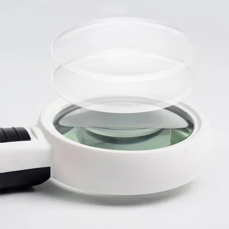 Handheld Magnifier with 30x Glass Lens and 12 LED Lights, Battery Powered All Vera Mart