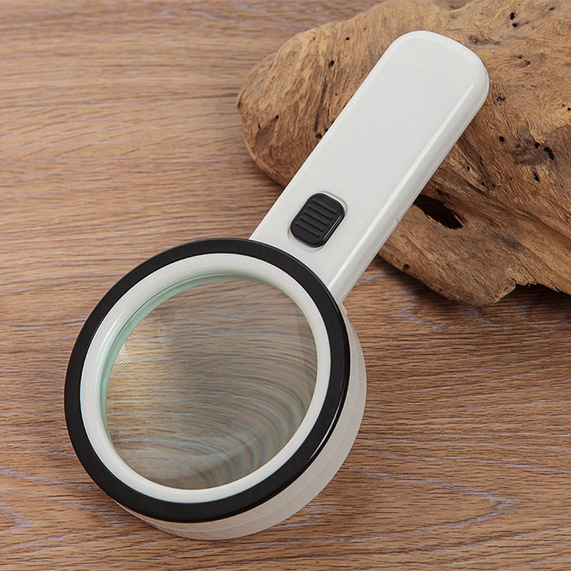 Handheld Magnifier with 30x Glass Lens and 12 LED Lights, Battery Powered All Vera Mart