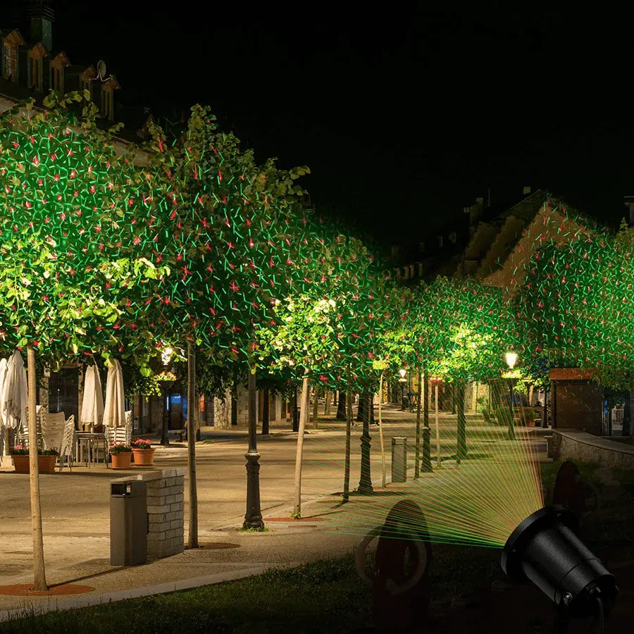 Laser Light Projector with Dual Red/Green LEDs and Remote Timer for Outdoor Use All Vera Mart